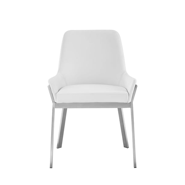 Modrest Ganon - Modern White & Brushed Stainless Steel Dining Chair