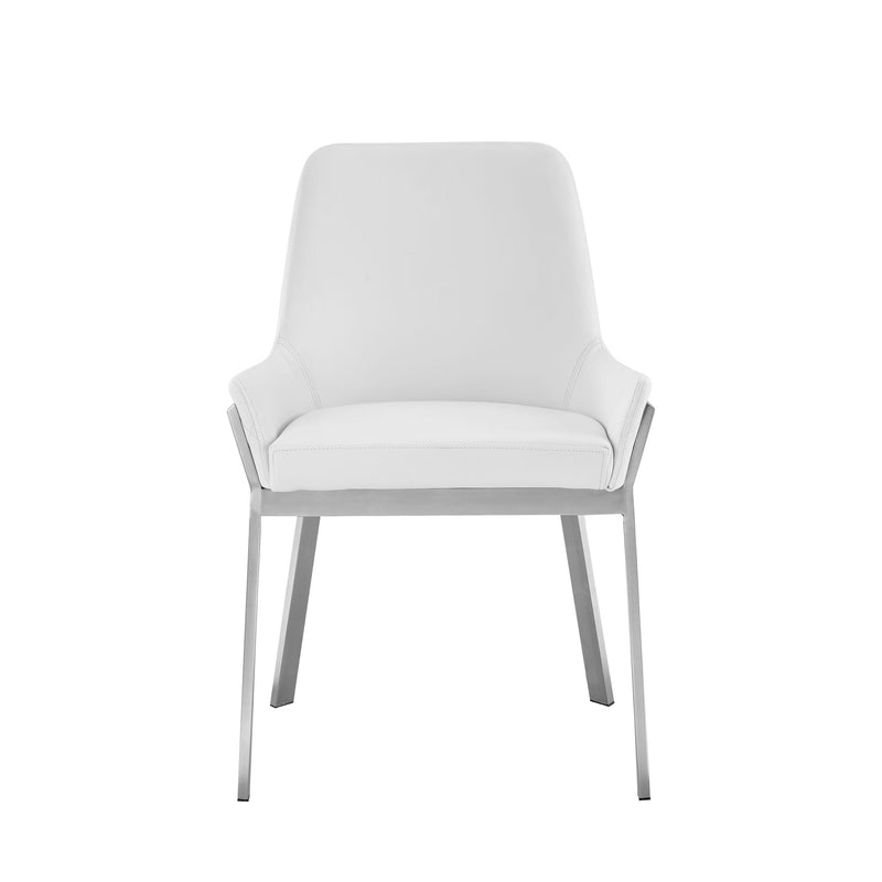 Modrest Ganon - Modern White & Brushed Stainless Steel Dining Chair