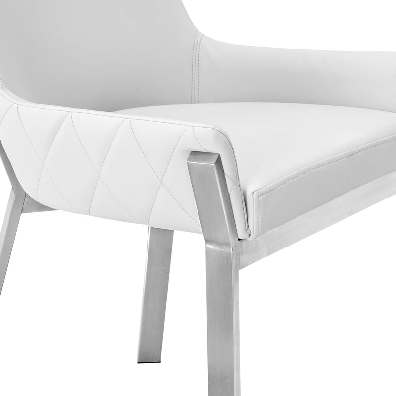Modrest Ganon - Modern White & Brushed Stainless Steel Dining Chair