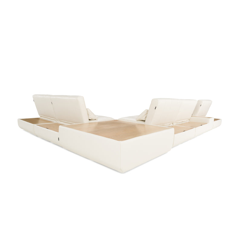 Divani Casa Garfield - Modern Off-White Leather 7-Piece Modular Sectional