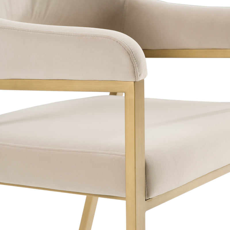 Modrest George - Modern Beige Fabric + Antique Brass Dining Chair