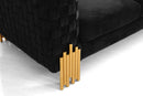 Divani Casa Georgia- Modern Velvet Glam Black + Gold Sofa