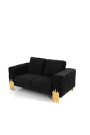 Divani Casa Georgia- Modern Velvet Glam Black + Gold Loveseat