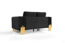 Divani Casa Georgia- Modern Velvet Glam Black + Gold Loveseat
