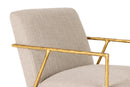 Modrest Gibbons - Modern Beige Linen + Forged Gold Accent Chair