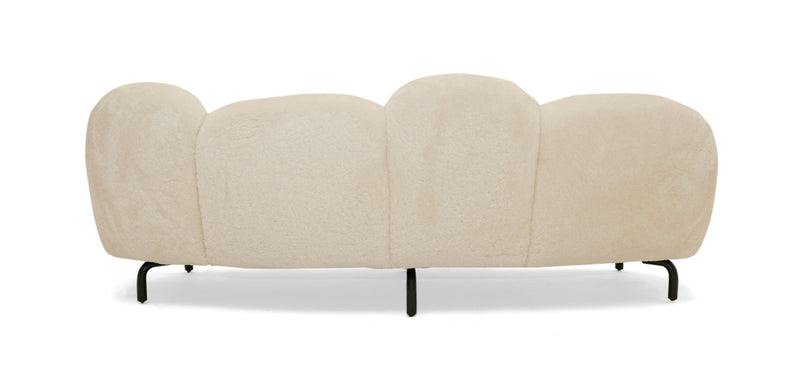 Divani Casa Glaster - Contemporary White Sherpa 88" Bubble Sofa