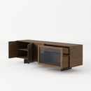 Modrest Glencoe - Modern Walnut & Grey Glass Buffet