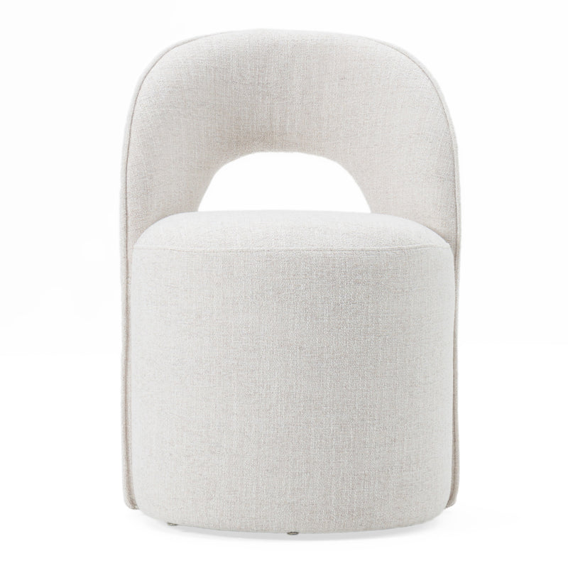 Modrest Gordon - Modern Cream Fabric Swivel Dining Chair