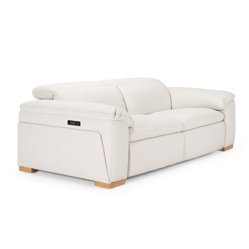 Divani Casa Gregory - Modern Off-White Leather Sofa w/ 2 Recliners