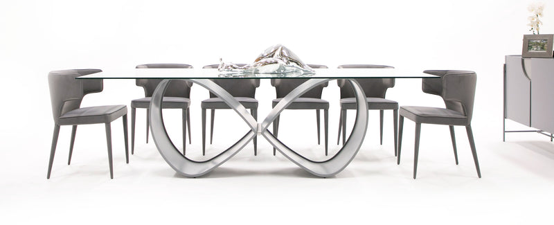 Modrest Hadley- Glass & Matte Grey Dining Table