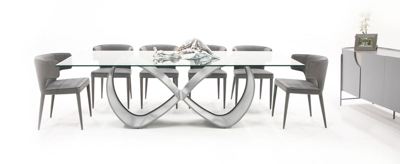 Modrest Hadley- Glass & Matte Grey Dining Table