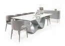 Modrest Hadley- Glass & Matte Grey Dining Table