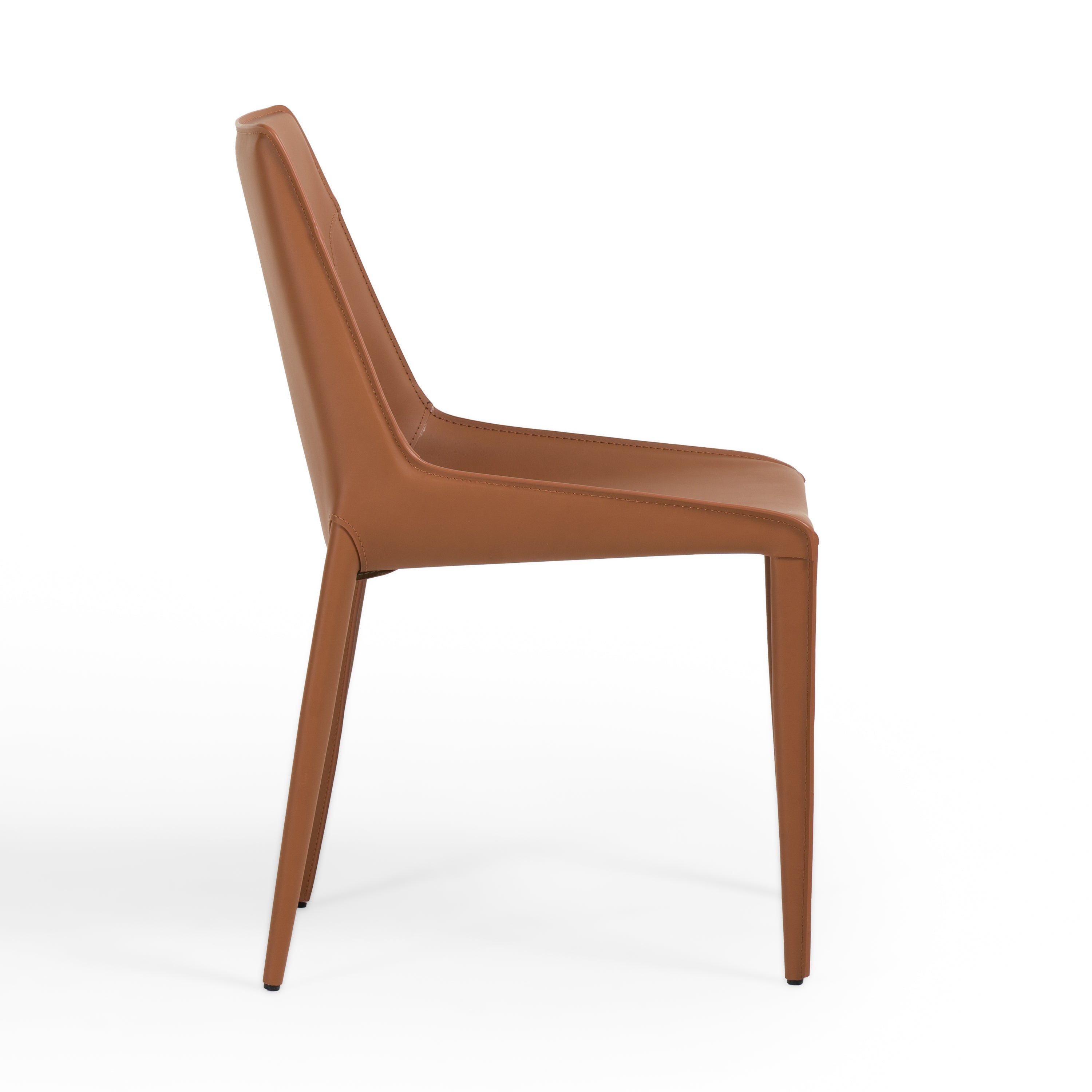 Modrest Halo - Modern Cognac Saddle Leather Dining Chair Set of Two