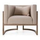 Modrest Haney - Modern Grey Fabric + Grey Oak+ Rattan Accent Chair
