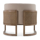 Modrest Haney - Modern Grey Fabric + Grey Oak+ Rattan Accent Chair
