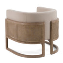 Modrest Haney - Modern Grey Fabric + Grey Oak+ Rattan Accent Chair