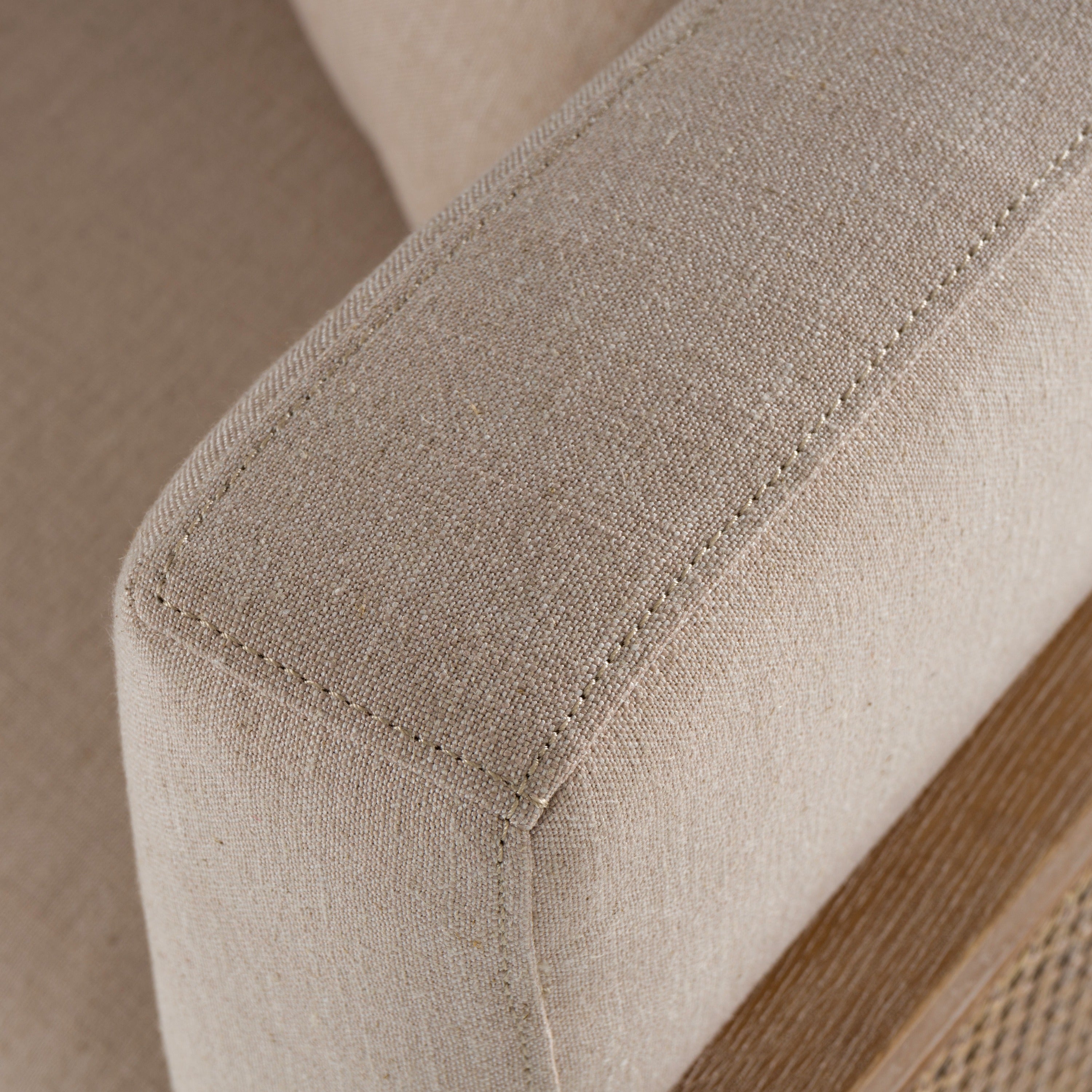 Modrest Haney - Modern Grey Fabric + Grey Oak+ Rattan Accent Chair