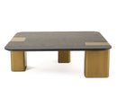 Modrest Harold - Modern Black Oak+ Brushed Gold Oak Square Small Coffee Table