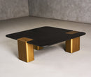 Modrest Harold - Modern Black Oak+ Brushed Gold Oak Square Small Coffee Table