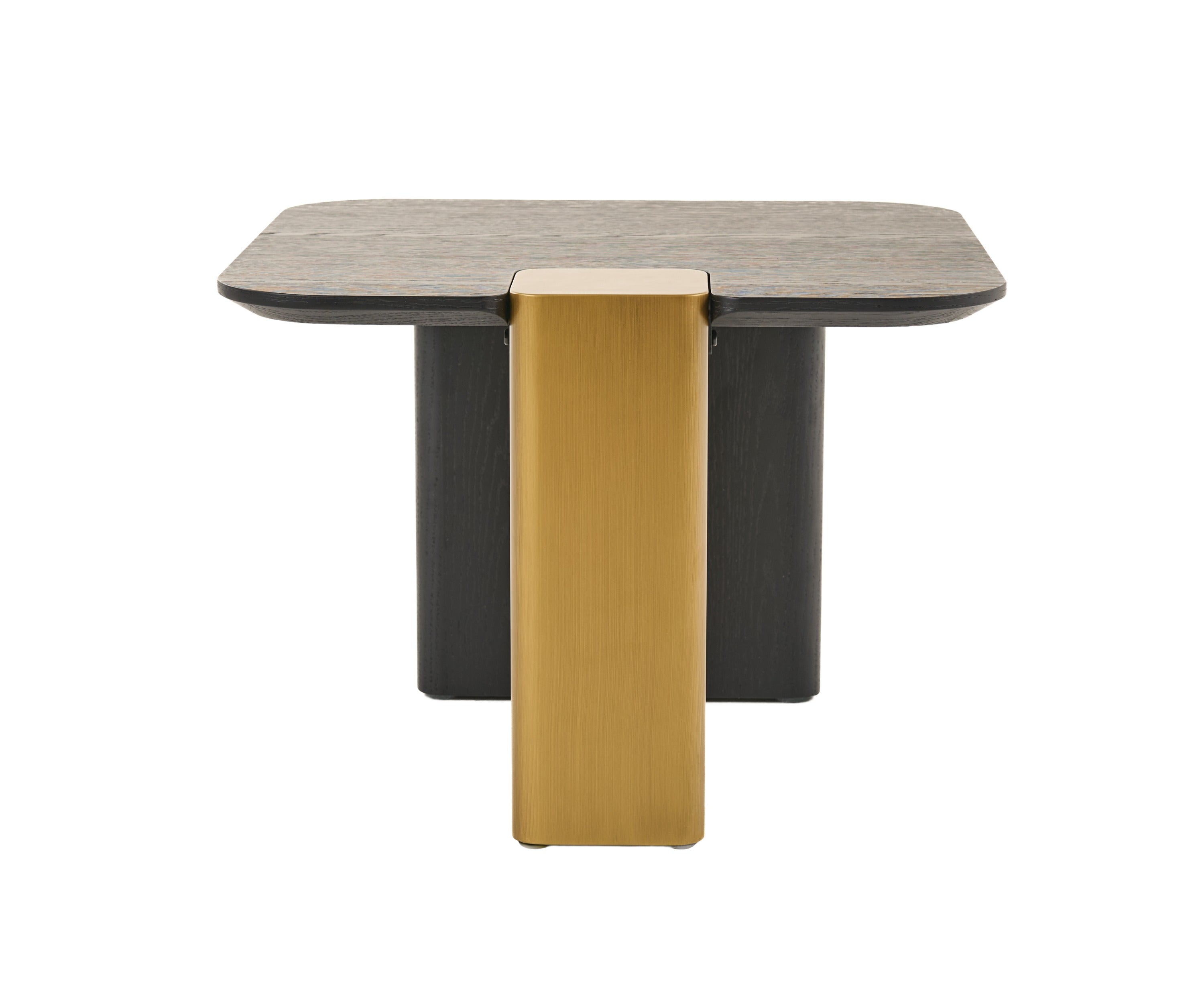 Modrest Harold - Modern Black + Brushed Gold Oak Square Coffee Table Set