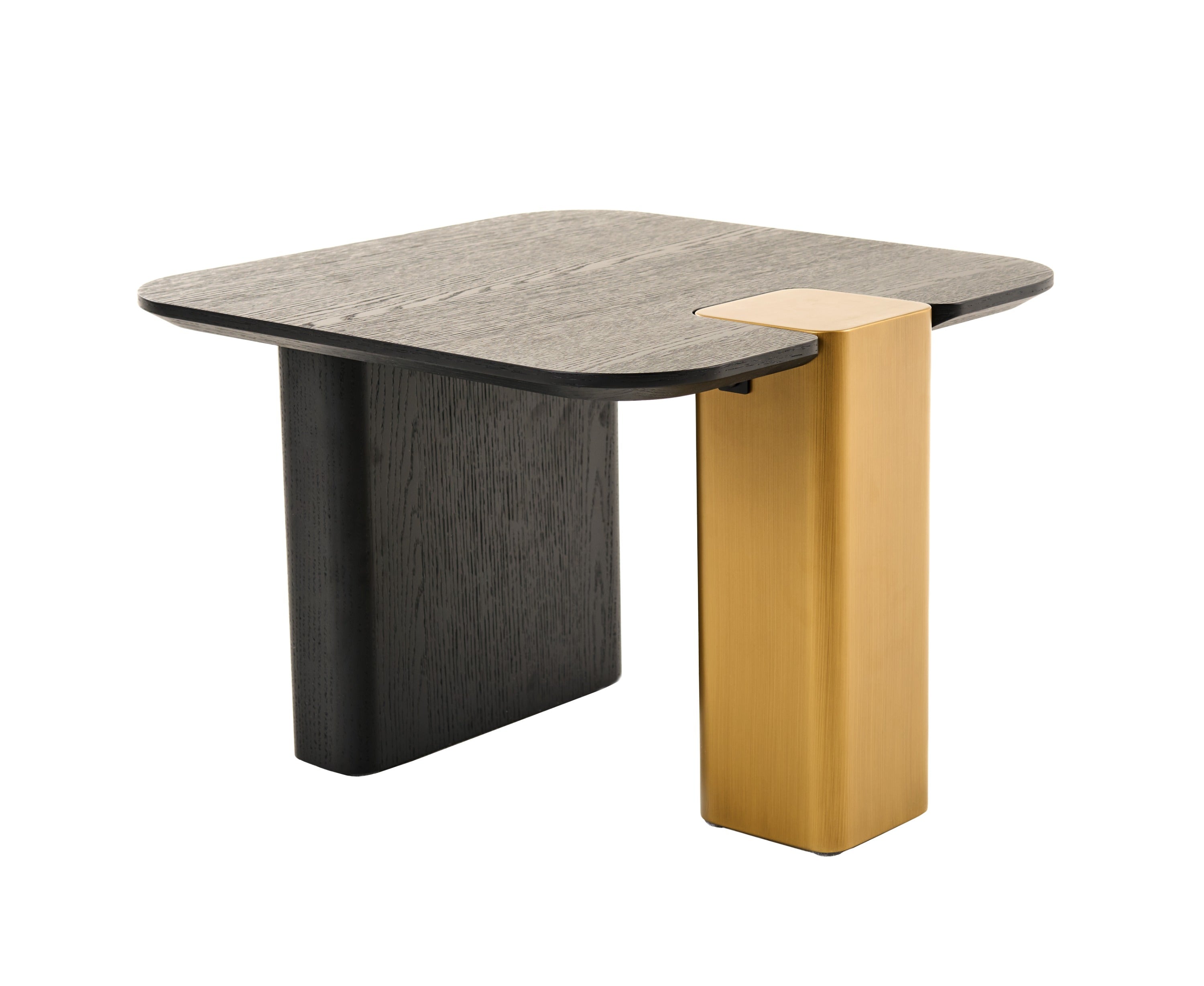 Modrest Harold - Modern Black + Brushed Gold Oak Square Coffee Table Set