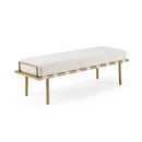 Modrest Hathaway - Modern Beige Fabric + Antique Brass Dining Bench