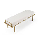 Modrest Hathaway - Modern Beige Fabric + Antique Brass Dining Bench