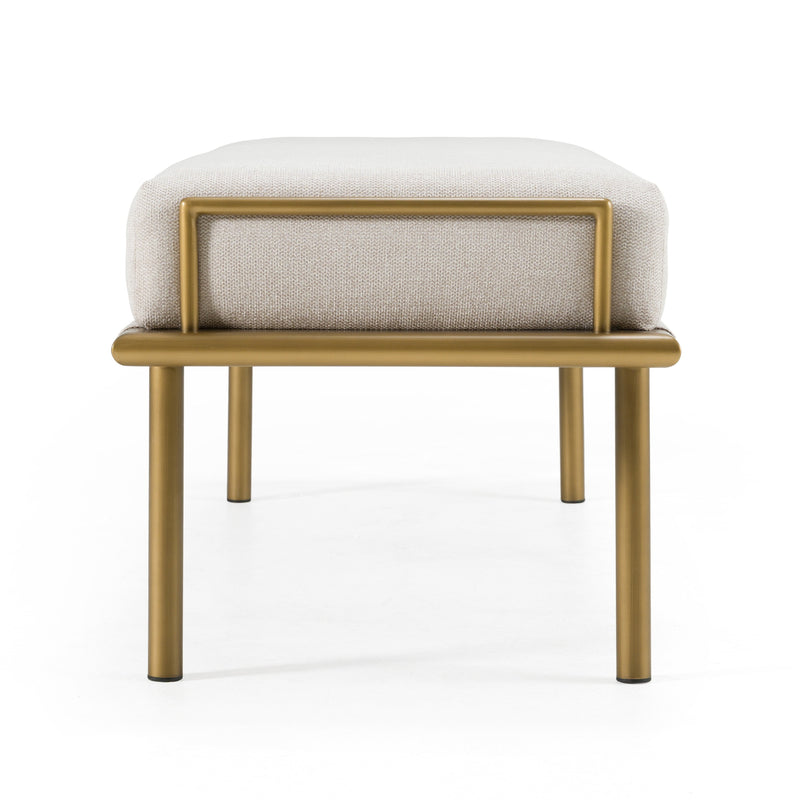 Modrest Hathaway - Modern Beige Fabric + Antique Brass Dining Bench