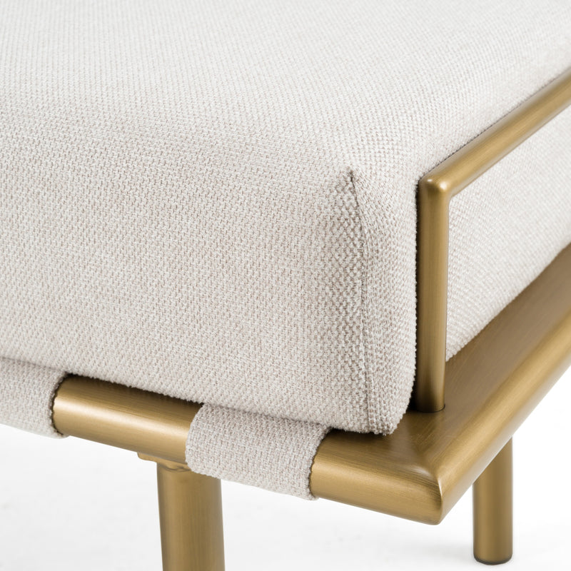 Modrest Hathaway - Modern Beige Fabric + Antique Brass Dining Bench