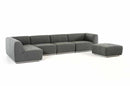 Divani Casa Hawthorn - Modern Grey Fabric Modular Left Facing Chaise Sectional Sofa + Ottoman