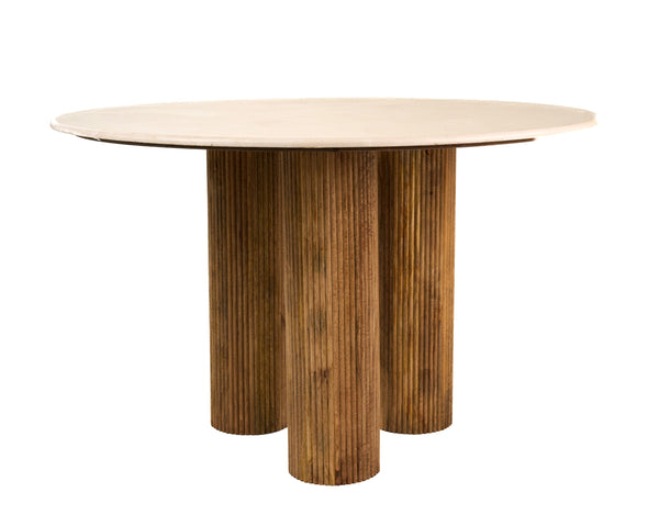 Modrest Hayden - Modern Marble + Wood Round Dining Table