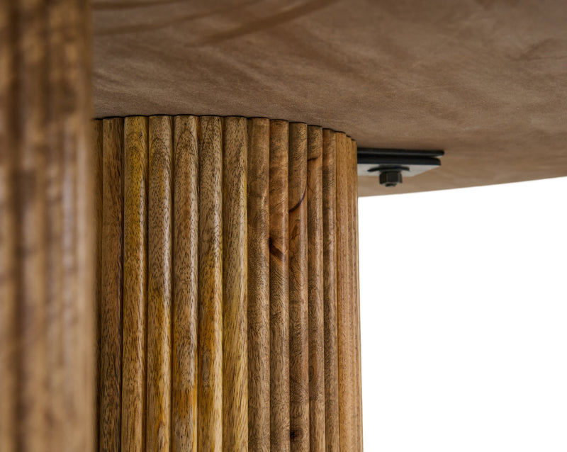 Modrest Hayden - Modern Marble + Wood Round Dining Table