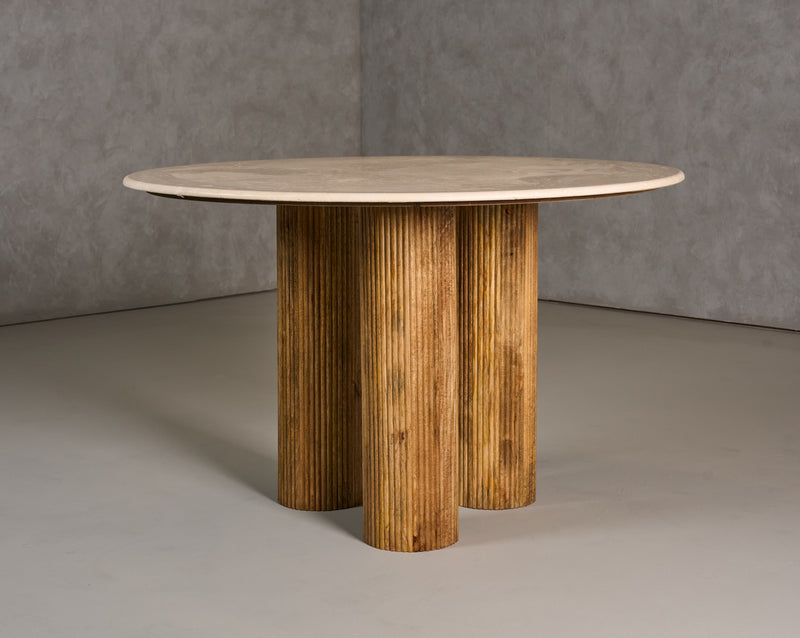 Modrest Hayden - Modern Marble + Wood Round Dining Table