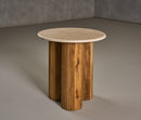 Modrest Hayden - Modern Marble + Wood Round End Table
