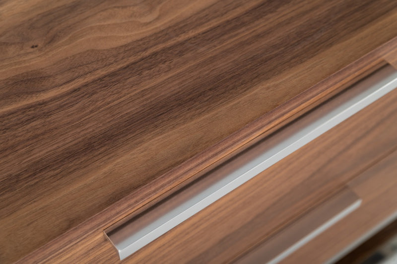 Modrest Heloise - Contemporary Walnut & Stainless Steel Nightstand