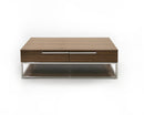 Modrest Heloise - Modern Walnut and Stainless Steel Coffee Table