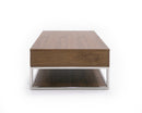 Modrest Heloise - Modern Walnut and Stainless Steel Coffee Table
