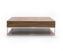 Modrest Heloise - Modern Walnut and Stainless Steel Coffee Table