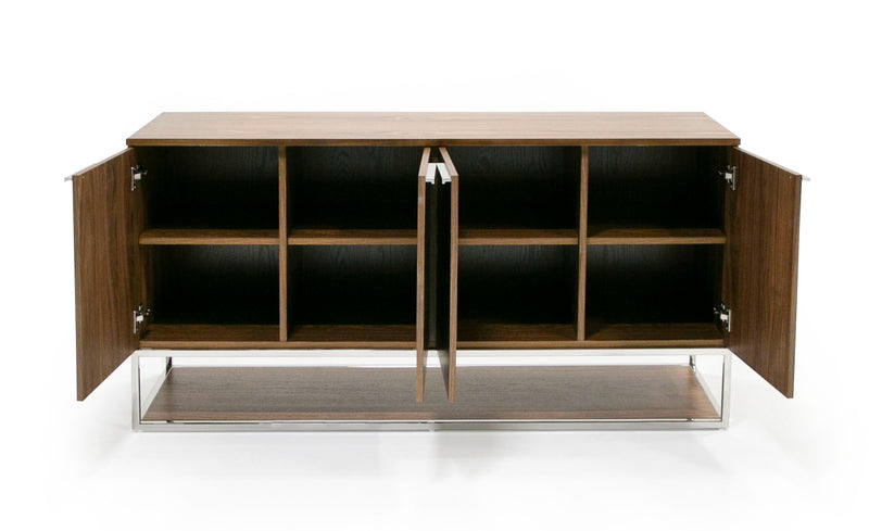 Modrest Heloise - Modern Walnut and Stainless Steel Buffet
