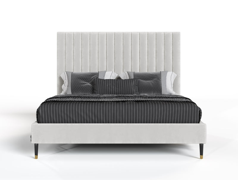 Modrest Hemlock - Contemporary White Fabric  Bed