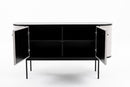Modrest Hobart - Modern Beige Fabric & Black Metal Buffet