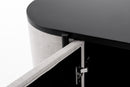Modrest Hobart - Modern Beige Fabric & Black Metal Buffet