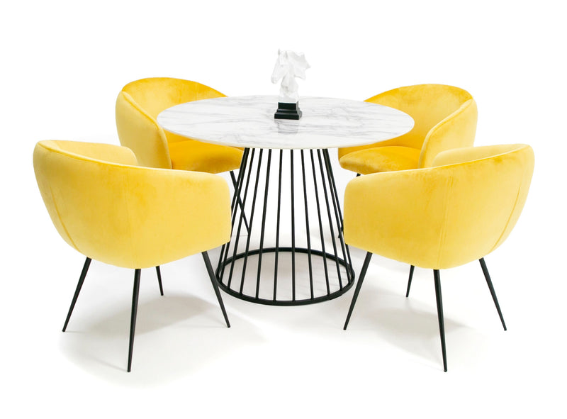Modrest Holly - Modern Round White and Black Dining Table