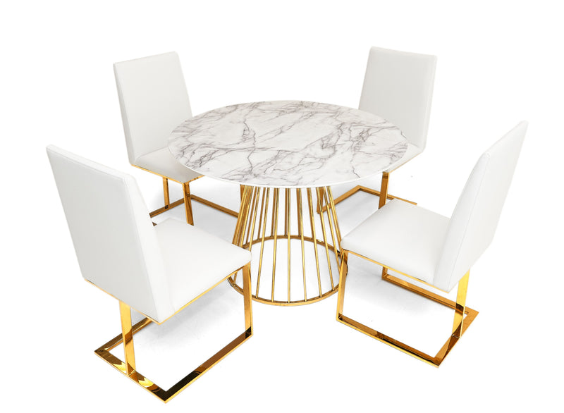 Modrest Holly Modern White & Gold Round Dining Table