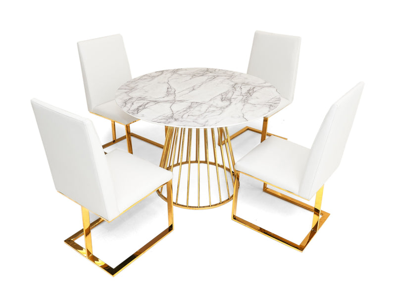 Modrest Frankie - Contemporary White & Gold Dining Chair