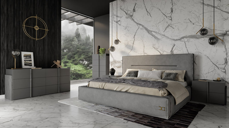Lamod Italia Hollywood - Italian Contemporary Grey Leather Bed