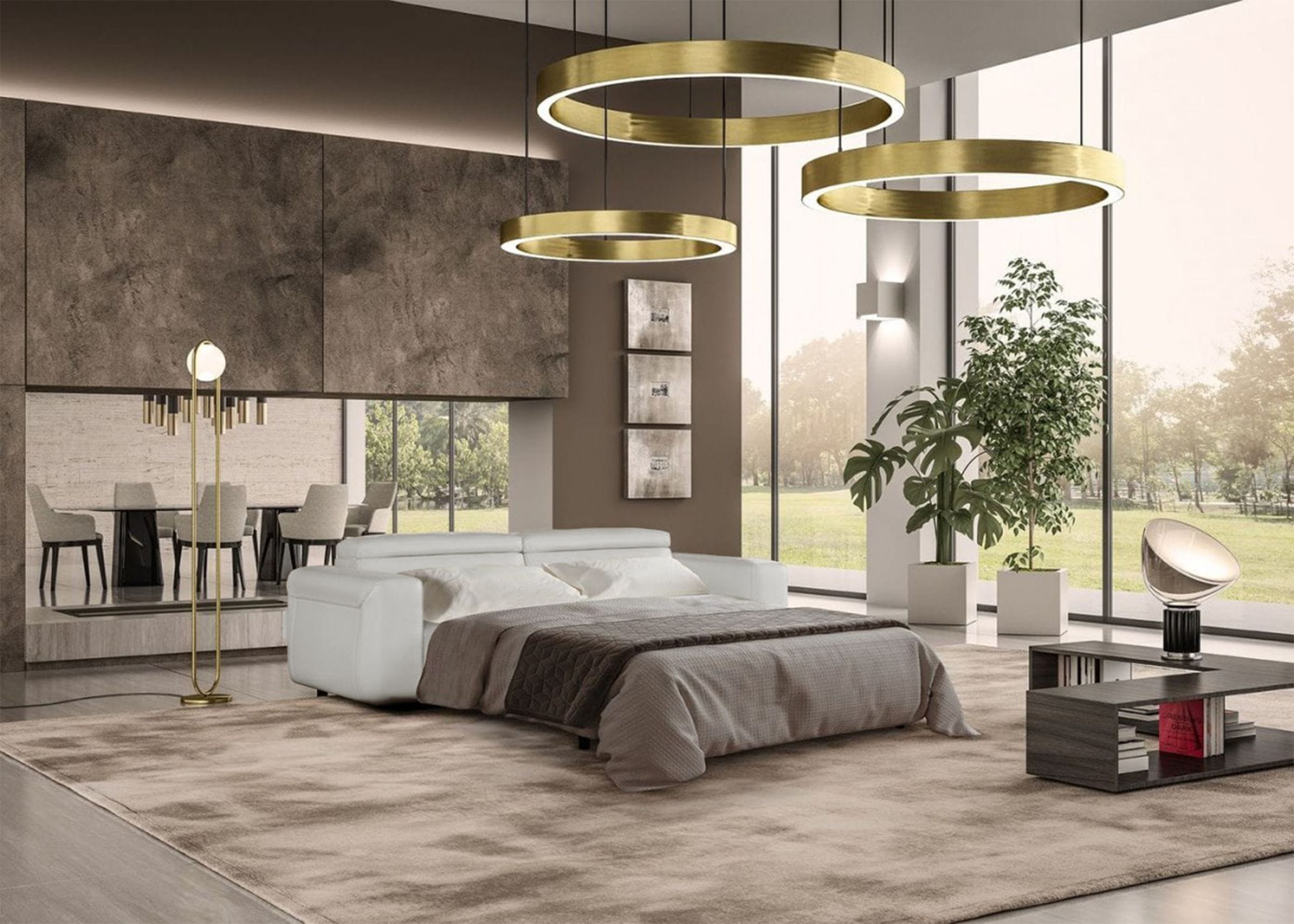 Lamod Italia Icon - Modern Italian Grey Leather Sofa Bed
