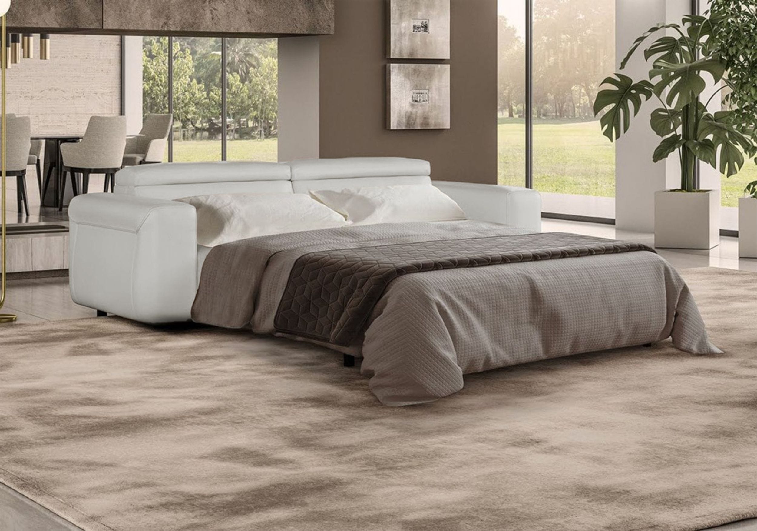 Lamod Italia Icon - Modern Italian Grey Leather Sofa Bed