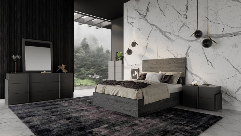 Nova Domus Lucia - Full Size Italian Modern Matte Grey / Elm Grey Bed