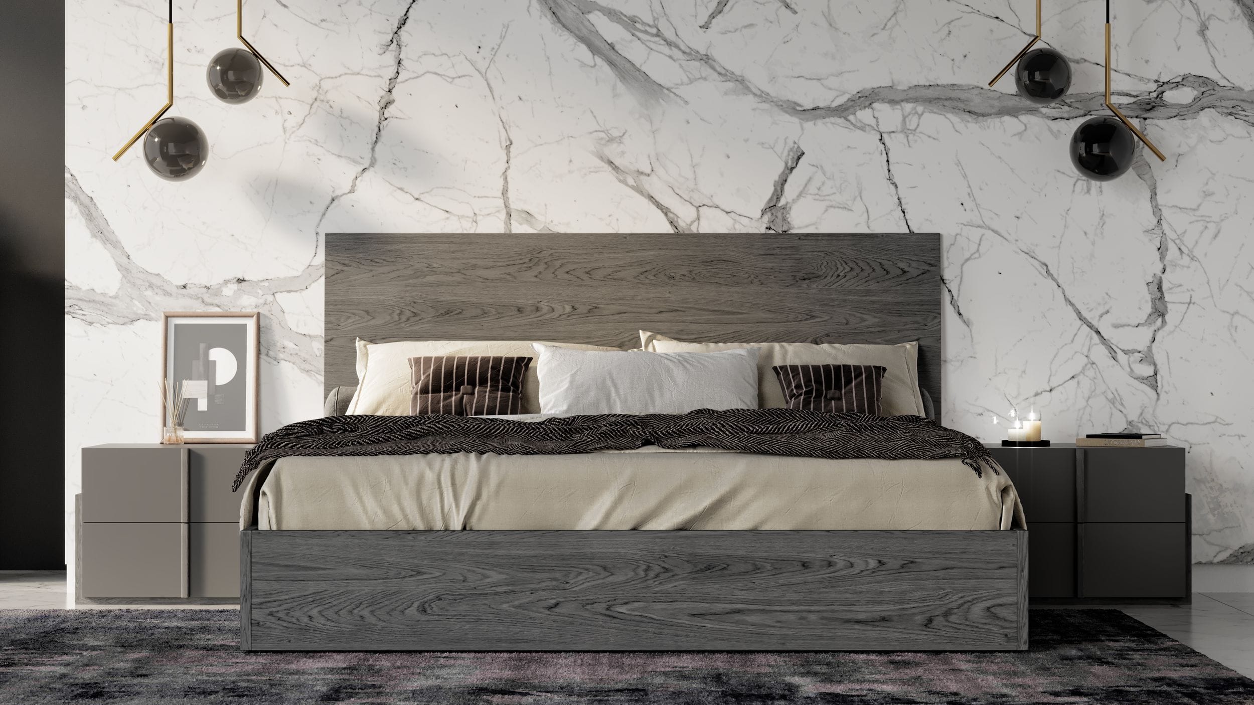 Nova Domus Lucia - Italian Modern Matte Grey + Elm Grey 4-Piece Bedroom Set